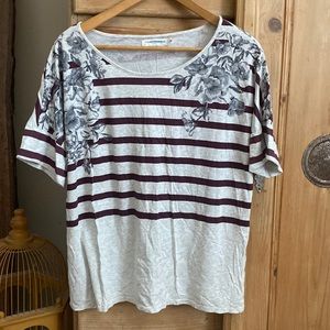 Anthropologie floral and striped shirt